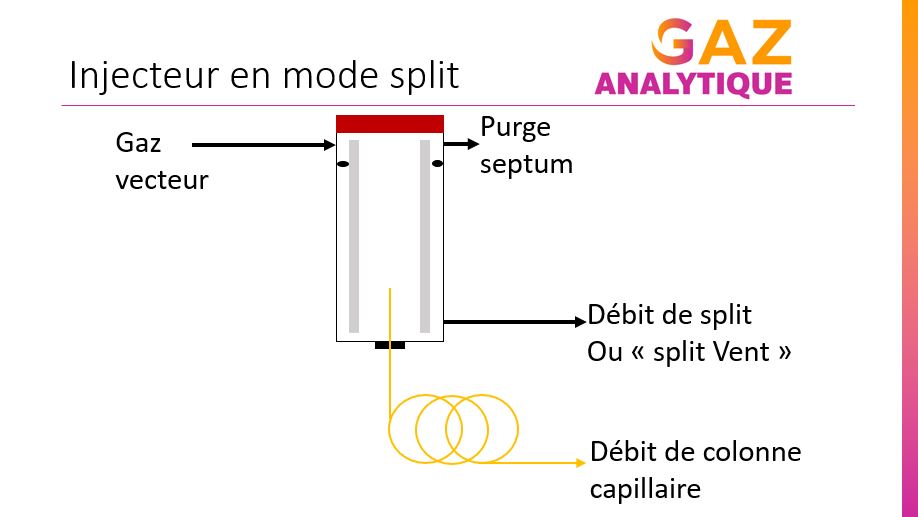 schema de principe injecteur split chromatographie phase gazeuse - gaz analytique
